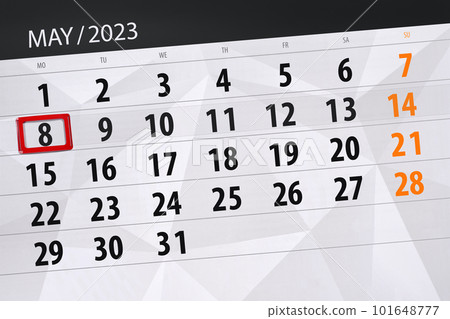 Calendar 2023, deadline, day, month, page, organizer, date, May, monday, number 8 Calendar 2023, deadline, day, month, page, organizer, date, May, monday, number 8 101648777