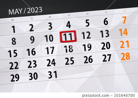 Calendar 2023, deadline, day, month, page, organizer, date, May, thursday, number 11 101648780