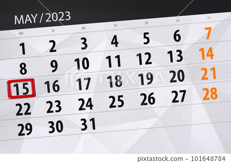 Calendar 2023, deadline, day, month, page, organizer, date, May, monday, number 15 Calendar 2023, deadline, day, month, page, organizer, date, May, monday, number 15 101648784