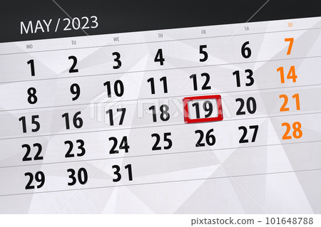 Calendar 2023, deadline, day, month, page, organizer, date, May, friday, number 19 Calendar 2023, deadline, day, month, page, organizer, date, May, friday, number 19 101648788