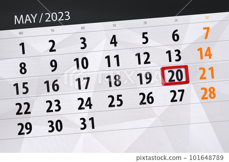 Calendar 2023, deadline, day, month, page, organizer, date, May, saturday, number 20 101648789