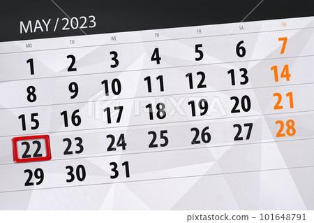 Calendar 2023, deadline, day, month, page, organizer, date, May, monday, number 22 Calendar 2023, deadline, day, month, page, organizer, date, May, monday, number 22 101648791