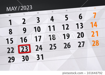 Calendar 2023, deadline, day, month, page, organizer, date, May, tuesday, number 23 101648792