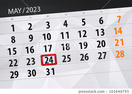 Calendar 2023, deadline, day, month, page, organizer, date, May, wednesday, number 24 Calendar 2023, deadline, day, month, page, organizer, date, May, wednesday, number 24 101648793