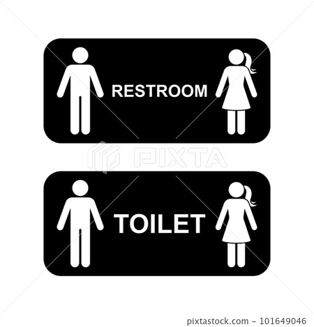 Public toilet restroom icon man woman vector illustration. Sign symbol stick figure stickman silhouette pictogram Public toilet restroom icon man woman vector illustration. Sign symbol stick figure stickman silhouette pictogram 101649046