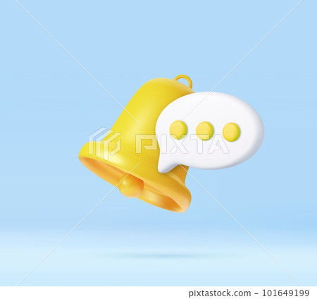 3D Bell notification with speech bubble. 3D Bell notification with speech bubble. 101649199