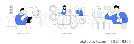 Hard liquor production abstract concept vector illustrations. 101649263