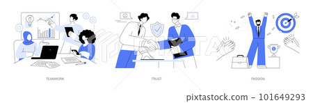 Corporate culture and values abstract concept vector illustrations. Corporate culture and values abstract concept vector illustrations. 101649293