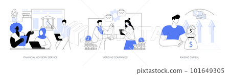 Investment bank abstract concept vector illustrations. 101649305