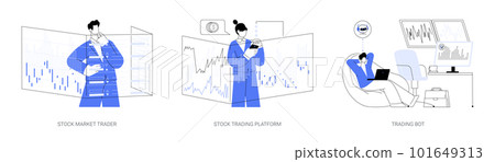 Stock market abstract concept vector illustrations. 101649313