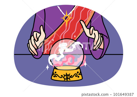 Fortune teller with crystal ball predict fate 101649387