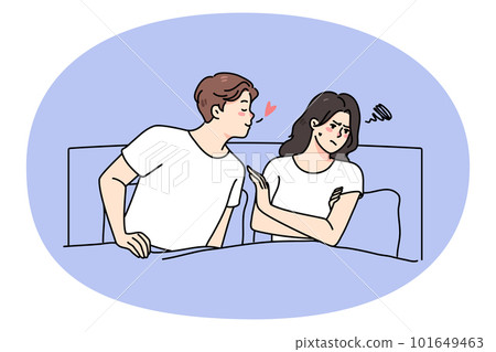 Couple lying in bed have relationship problems Couple lying in bed have relationship problems 101649463