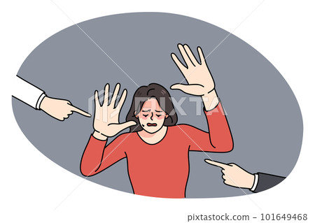 Unhappy woman stressed with people blaming 101649468