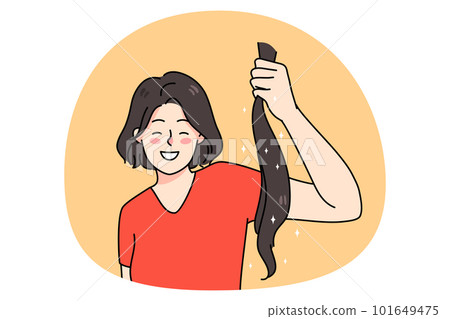 Smiling woman do hair donation Smiling woman do hair donation 101649475