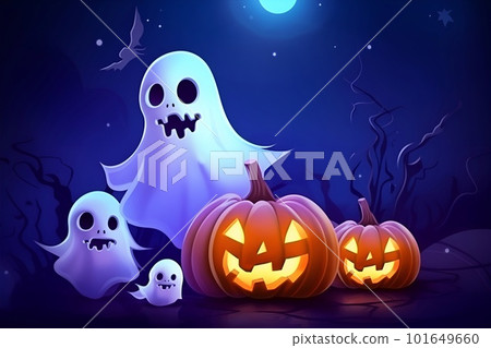 萬聖節南瓜和可愛的鬼魂 101649660