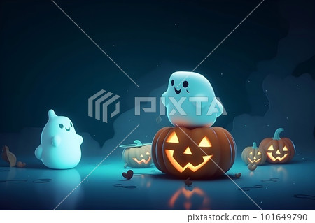 Halloween pumpkins and cute ghosts Halloween pumpkins and cute ghosts 101649790