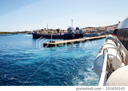 View on passenger and cargo pier of Spetses island 101650143