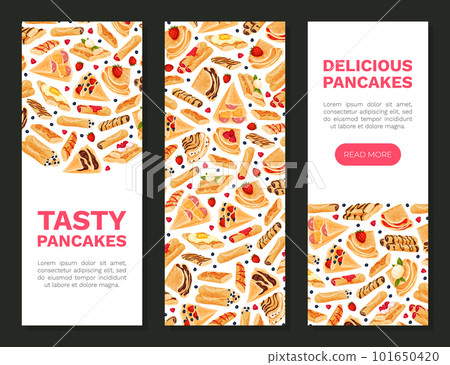 Sweet Crepe or Pancake Food Banner Design Vector Template 101650420