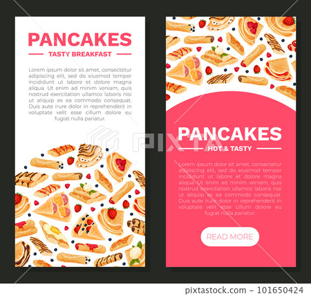 Sweet Crepe or Pancake Food Banner Design Vector Template 101650424
