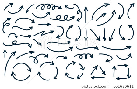 Hand drawn bold line arrows set. Vector line design elements isolated on white background. Hand drawn bold line arrows set. Vector line design elements isolated on white background. 101650611