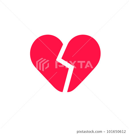 Red broken heart shape. Vector color glyph icon isolated on white background. Red broken heart shape. Vector color glyph icon isolated on white background. 101650612