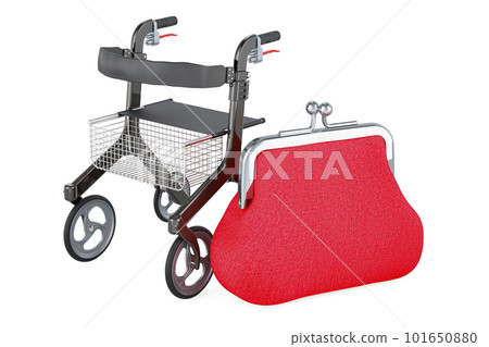 Rollator for elderly with purse coin, 3D rendering 101650880