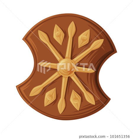 Wooden Shield as Greece Object and Traditional Cultural Symbol Vector Illustration 101651356