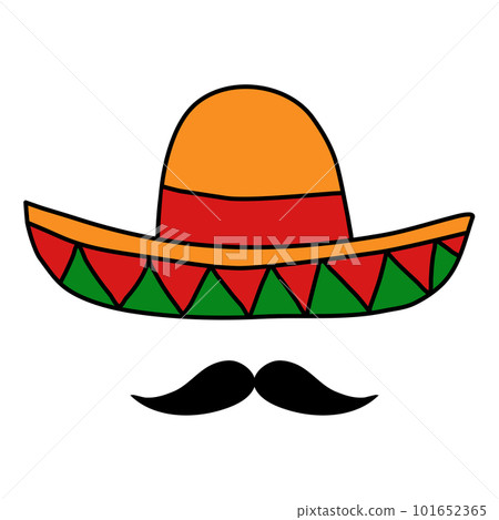 Mexican hat sombrero with moustache, doodle style vector Mexican hat sombrero with moustache, doodle style vector 101652365