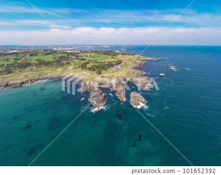 "Aomori Prefecture" Drone shot of the beautiful Tanesashi Coast Hachinohe City "Aomori Prefecture" Drone shot of the beautiful Tanesashi Coast Hachinohe City 101652392