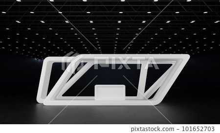 White mockup booth exhibition stand display event trade fair show in exhibition hall, 3D rendering. 101652703