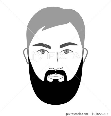 Full Beard medium length style men in face illustration Facial hair mustache. Vector grey black portrait male Fashion Full Beard medium length style men in face illustration Facial hair mustache. Vector grey black portrait male Fashion 101653005