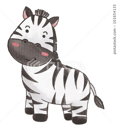 Zebra . Watercolor paint design . Cute animal cartoon character . Standing position . Vector . Zebra . Watercolor paint design . Cute animal cartoon character . Standing position . Vector . 101654135