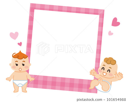 Naked baby and photo frame illustration set Naked baby and photo frame illustration set 101654988