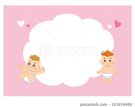 Naked baby and speech bubble illustration set 101654989