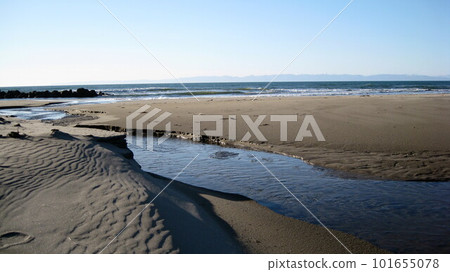 Sand ripples and blue sea Sand ripples and blue sea 101655078