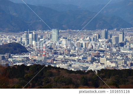 Shizuoka Station city center and Abe River viewed from Nihondaira Yume Terrace Shizuoka Station city center and Abe River viewed from Nihondaira Yume Terrace 101655116