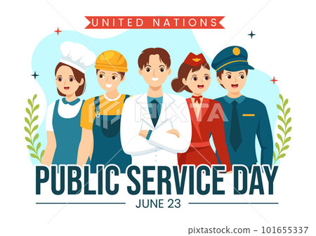 United Nations Public Service Day Vector Illustration on June 23 with Publics Services to the Community in Flat Cartoon Hand Drawn Poster Templates 101655337