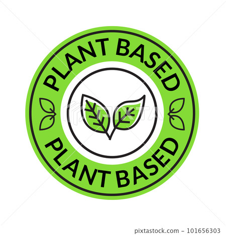 Plant based vegan badge eco icon. Suitable vegetarian symbol logo leaf plant sign. 101656303