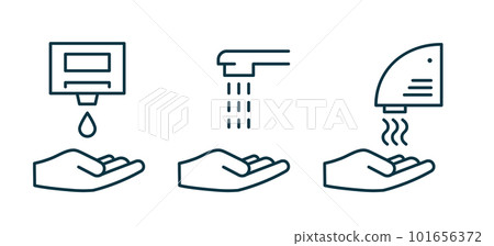 Hand wash gel vector hygiene soap disinfect line icon. Handwash foam sanitize outline protect 101656372