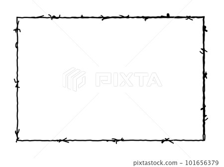 Wire barb frame border isolated vector square fence. Barbwire frame zone pattern black defence. 101656379