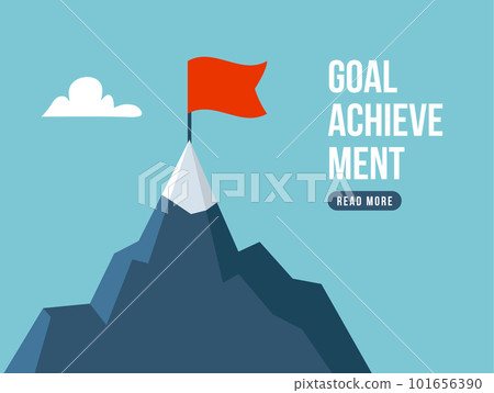 Mountain flag mission flat icon. Success startup vector design goal. Mountain mission challenge 101656390