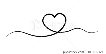 Heart line drawing continuous heart vector frame illustration single wedding silhouette elegant love 101656421