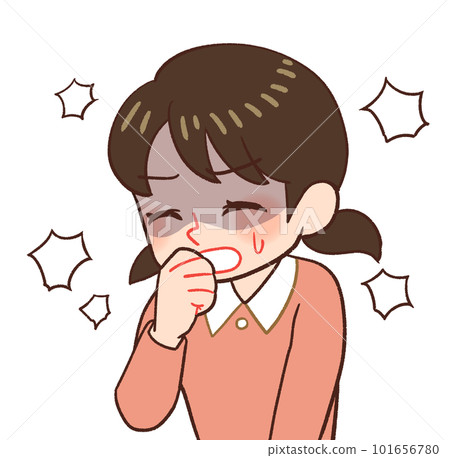 Illustration of a child coughing Illustration of a child coughing 101656780