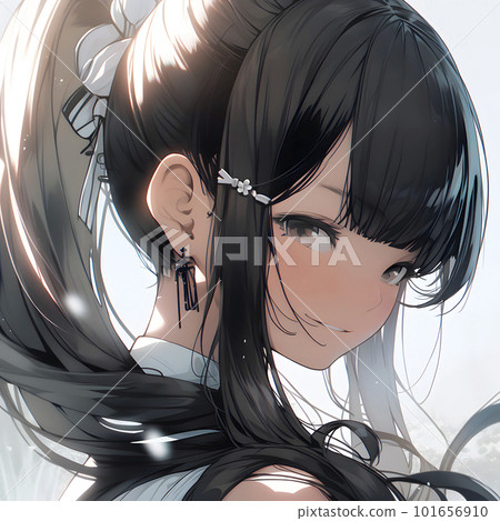 一個扎著馬尾辮的美少女看著這邊「AI 生成影像」 101656910