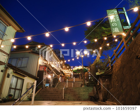 Night view of Ikaho Onsen Ishidangai Night view of Ikaho Onsen Ishidangai 101659397