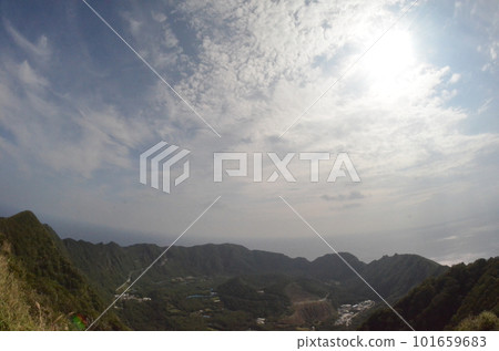 Remote and isolated hidden island Aogashima island in Tokyo, Japan 101659683