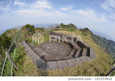 Remote and isolated hidden island Aogashima island in Tokyo, Japan 101659692
