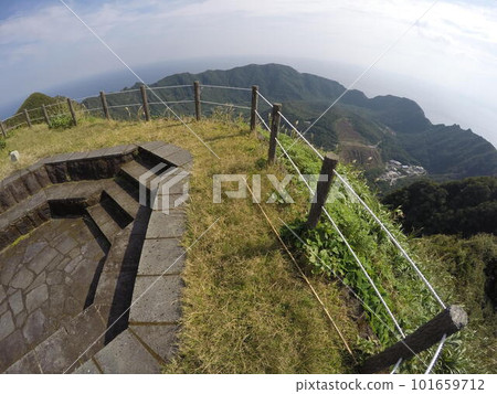 Remote and isolated hidden island Aogashima island in Tokyo, Japan 101659712
