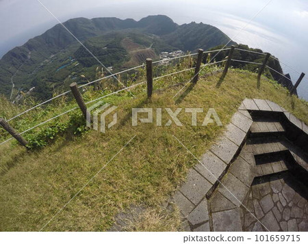 Remote and isolated hidden island Aogashima island in Tokyo, Japan 101659715