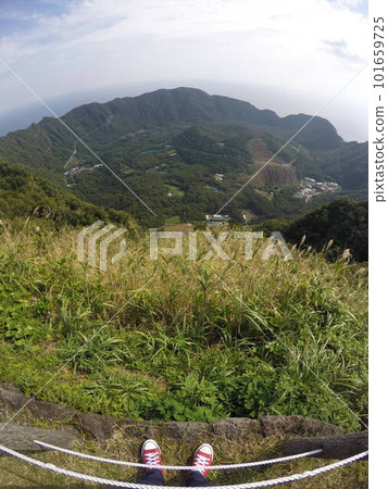 Remote and isolated hidden island Aogashima island in Tokyo, Japan 101659725